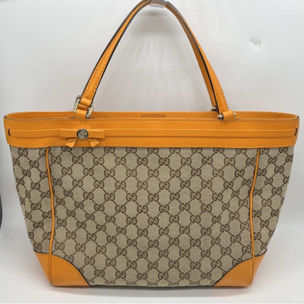 Gucci Gg Classic Canvas Monogram Web Medium Mayfair Tote In Orange